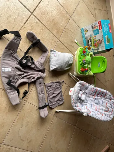 Acessórios para bebê - sling, Canguru, cadeira balanço e alimentação 