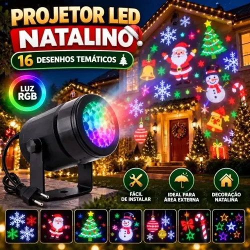 SHOPEE OFERTAS | Projetor LED Natalino 16 Desenhos de Natal para Casa e Jardim