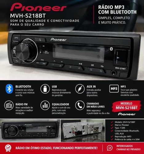 Rádio Pioneer MVH-S218BT Bluetooth