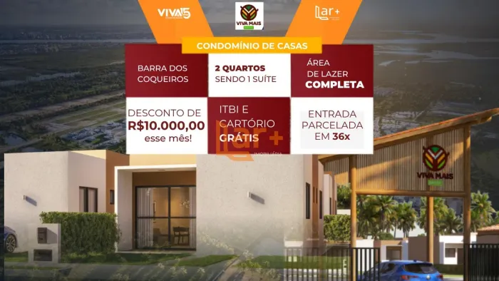 Casa na planta no Viva Mais Barra, condomínio fechado na Barra dos Coqueiros. - Barra dos