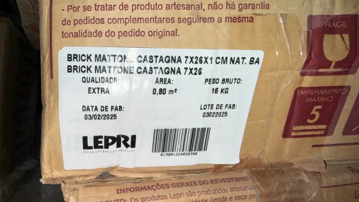 Revestimento Lepri Brick Mattone Castagna 7x26 - 3 Caixas + 15 Peças