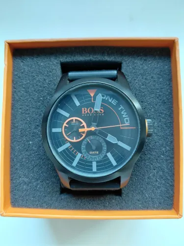 Relógio Hugo Boss Original + Caixa + Manual de Instruções + NF - Preto/Laranja
