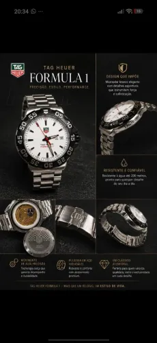 Relógio Tag Heuer quartz fórmula 1