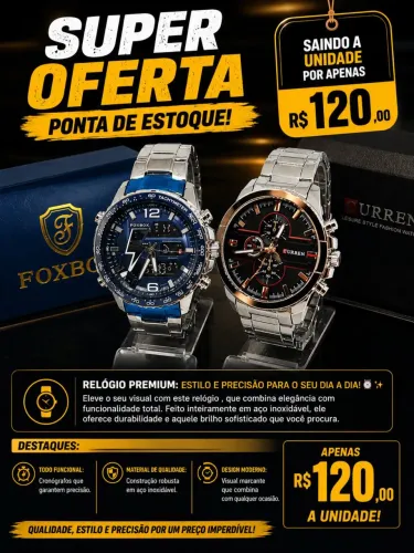 Relógio curren ou LAGE FOXBOS em QUIMAR DE ESTOQUE