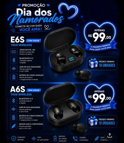 Presente Dia Dos Namorados - Fone Bluetooth 
