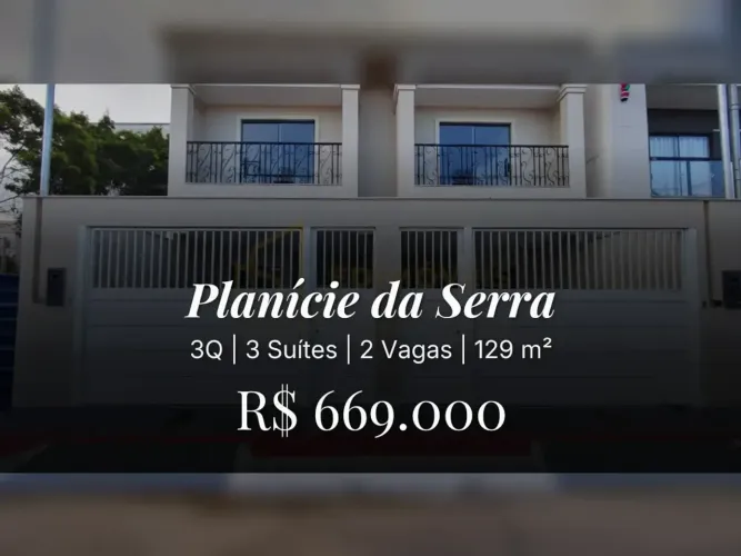 Linda Casa Duplex em Planície da Serra com 3 Suítes e Sol da Manhã