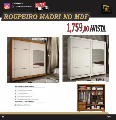 ROUPEIRO MADRI PORTA DE CORRER MDF 2