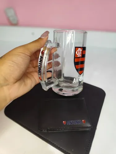 Caneca de chopp vidro personalizada + porta cartão