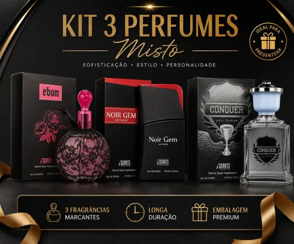 Kit 3 perfumes misto 