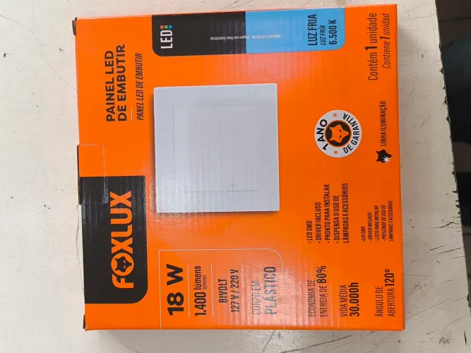 Painel de led embutir FoxLux 18w 1400 lumens branco