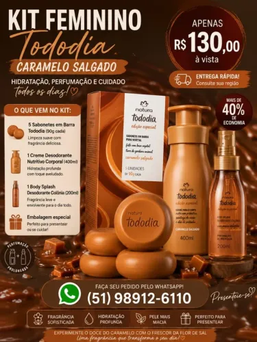 Kit Feminino Natura Tododia Caramelo Salgado