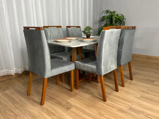 Mesa de Jantar Bali 1.60×0.80 Com 6 Cadeiras Entrega Rápida