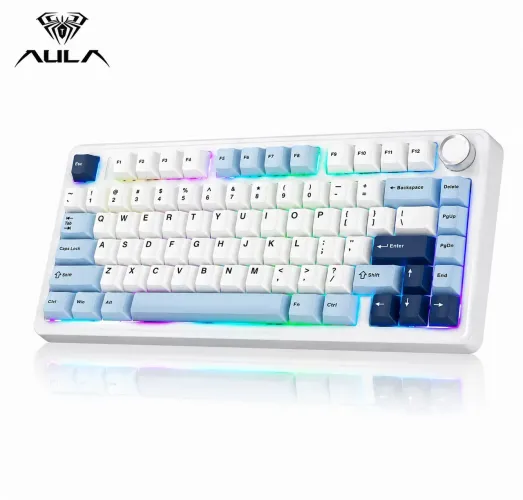 Teclado mecânico Aula F75 75% Wireless Bt5.0 USB-c Rgb