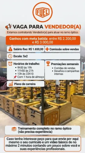 Vaga de emprego para vendedor(a)