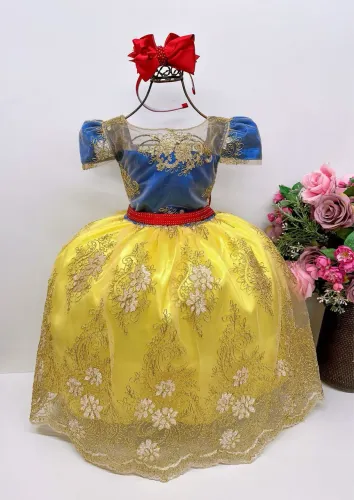 Vestido Branca de Neve Infantil Festa 