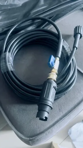 kit mangueira lavadora 10 metros + registro engate rápido + leque ajustável
