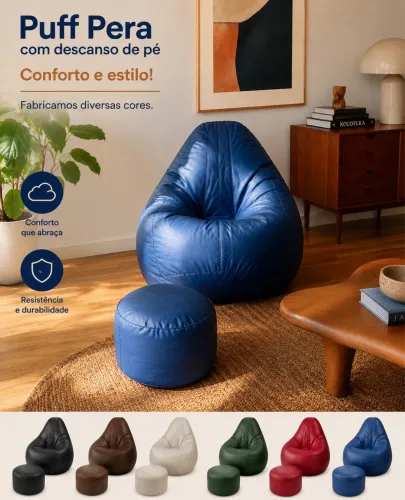 Puffe Pera com Descanso de Pé