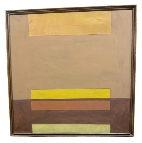 Mira Schendel, óleo sobre tela, com folha de ouro. Dimensões:85cmx85cm,etiqueta de galeria