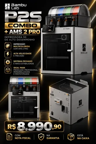 ? BAMBU LAB P2S COMBO + AMS 2 PRO - NA GARANTIA + NOTA FISCAL