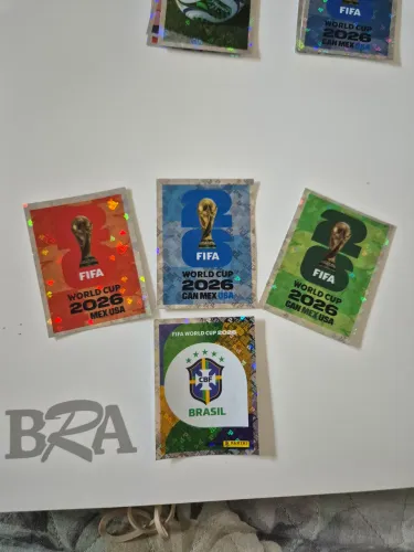 Kit Figurinhas 2026 as 3 taças + escudo do Brasil
