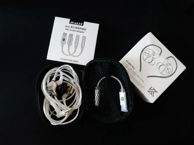 Kit Fone HiFi IEM KZ EDC Pro + adaptador JCALLY JM12 + Case original KZ