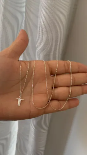 Corrente cadeado com Cristo Redentor - Prata