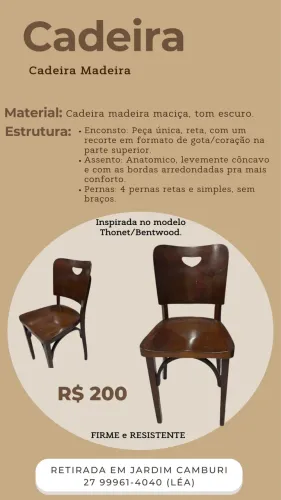 Cadeira Clássica de Madeira Maciça
