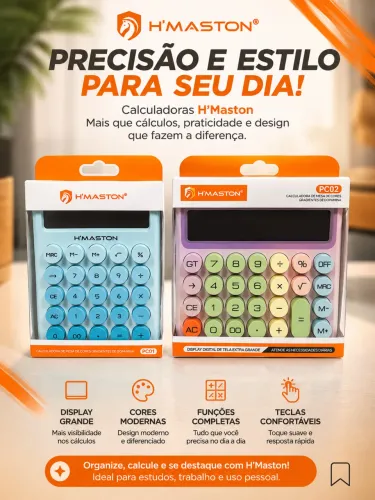 Calculadora colorida PC 01 $ 45,00 e PC 02 $ 57,00