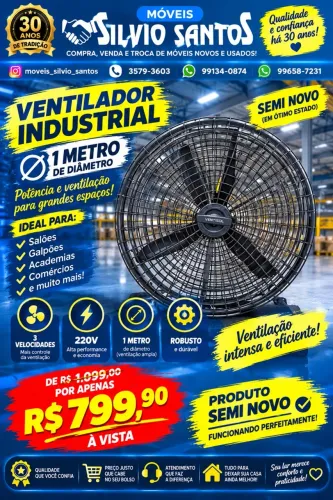 Ventilador industrial 1 metro motor de 1/2 cavalo