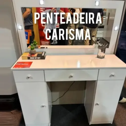 Penteadeira Camarim com Espelho 3 Gavetas 2 Portas Carisma Demóbile