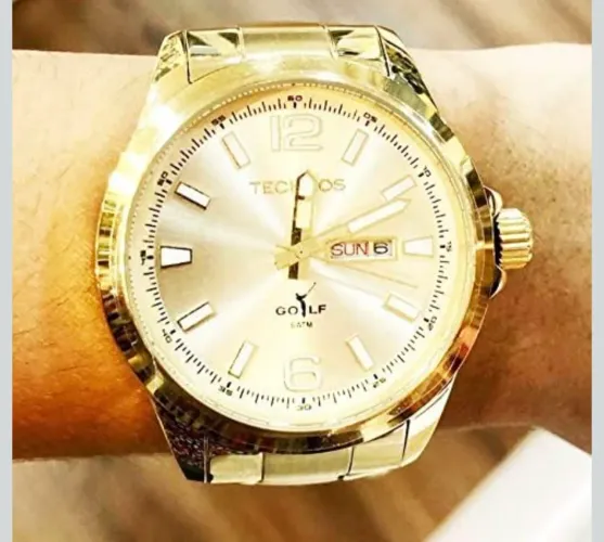 Relógio Technos masculino banhado a ouro 18k 