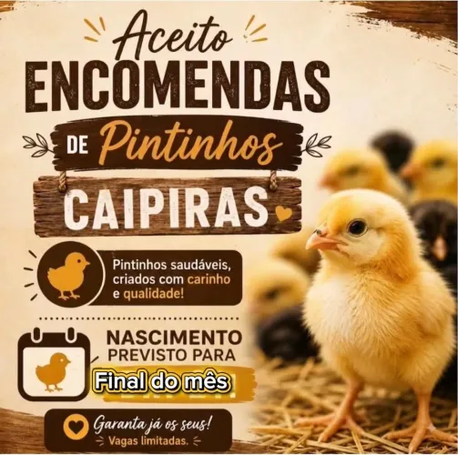 Pintinhos caipiras, mestiços de Índio Gigante
