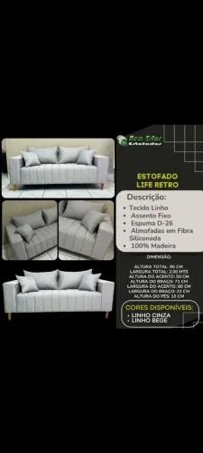 Sofa life retro 2 mt direito da fábrica