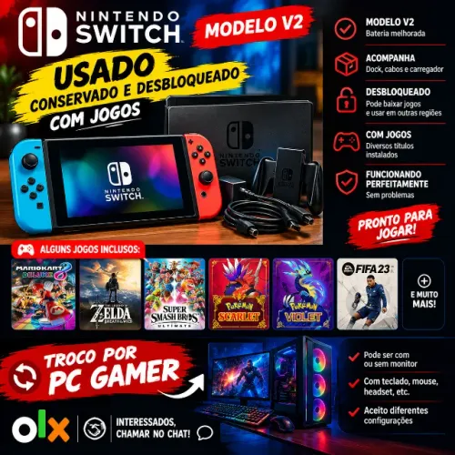 TROCO Nintendo Switch Modelo V2 POR PC GAMER