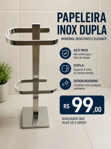 Papeleira inox dupla linda e barata