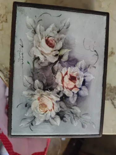 Caixa madeira de lei com azulejo vintage