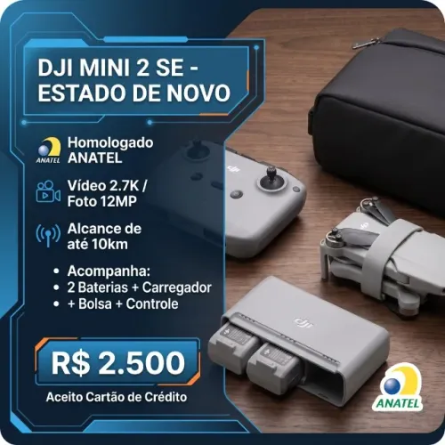 DJI Mini 2 SE - Estado de Novo (Completo + Acessórios)