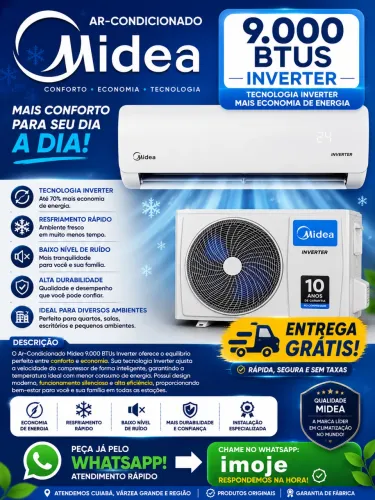 ? AR-CONDICIONADO MIDEA 9.000 BTUS INVERTER