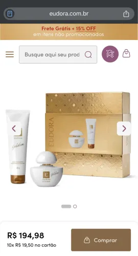 Kit Presente Golden: Eau De Parfum 35ml + Creme Hidratante Desodorante Corporal 100g