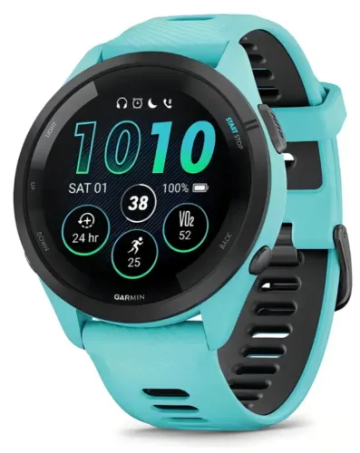 Garmin Relógio Forerunner 265 Music Azul Turquesa com Preto 46mm com Monitor Cardíaco de P