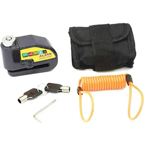 Trava de disco para motocicleta com alarme 110dB anti-furto com cabo lembrete e case