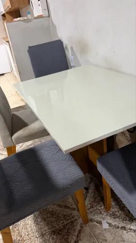 MESA DE JANTAR CINZA 4 CADEIRAS