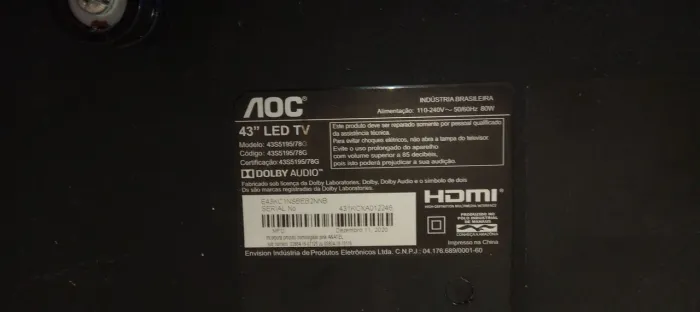 Tv AOC 43 polegadas com defeito