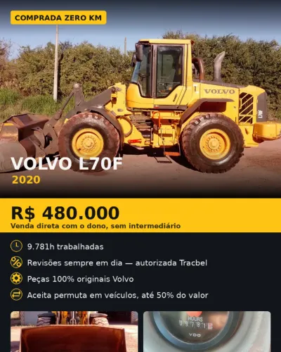 Carregadeira Volvo L70f - Muito Conservada