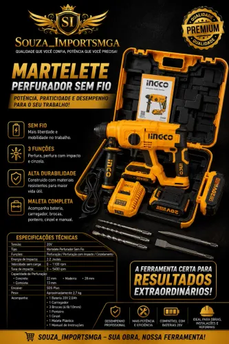 Martelete rompedor a bateria INGCO