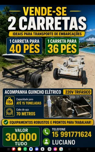 Vendo guincho e carretas para estaleiro