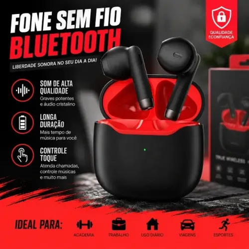 Fone Ouvido Bluetooth 5.4 Sem Fio Estojo De Carregamento Anti Ruido A Prova Dagua Compatí