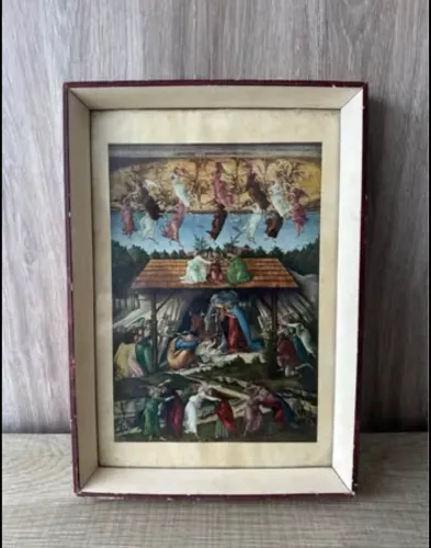 Quadro Vintage 1956 Natividade Mística Sandro Botticelli Ficha Histórica Prego Raro