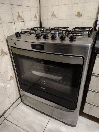 Fogão Consul 5 Bocas Inox com Acendimento Automático e Timer - Ótimo Estado