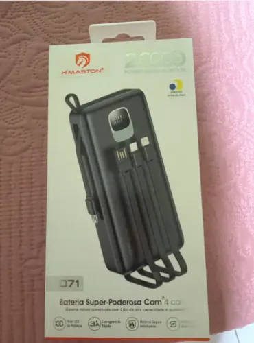 Carregador Portátil Power Bank H'Maston 20.000mAh YD71 com 4 Cabos Integrados 